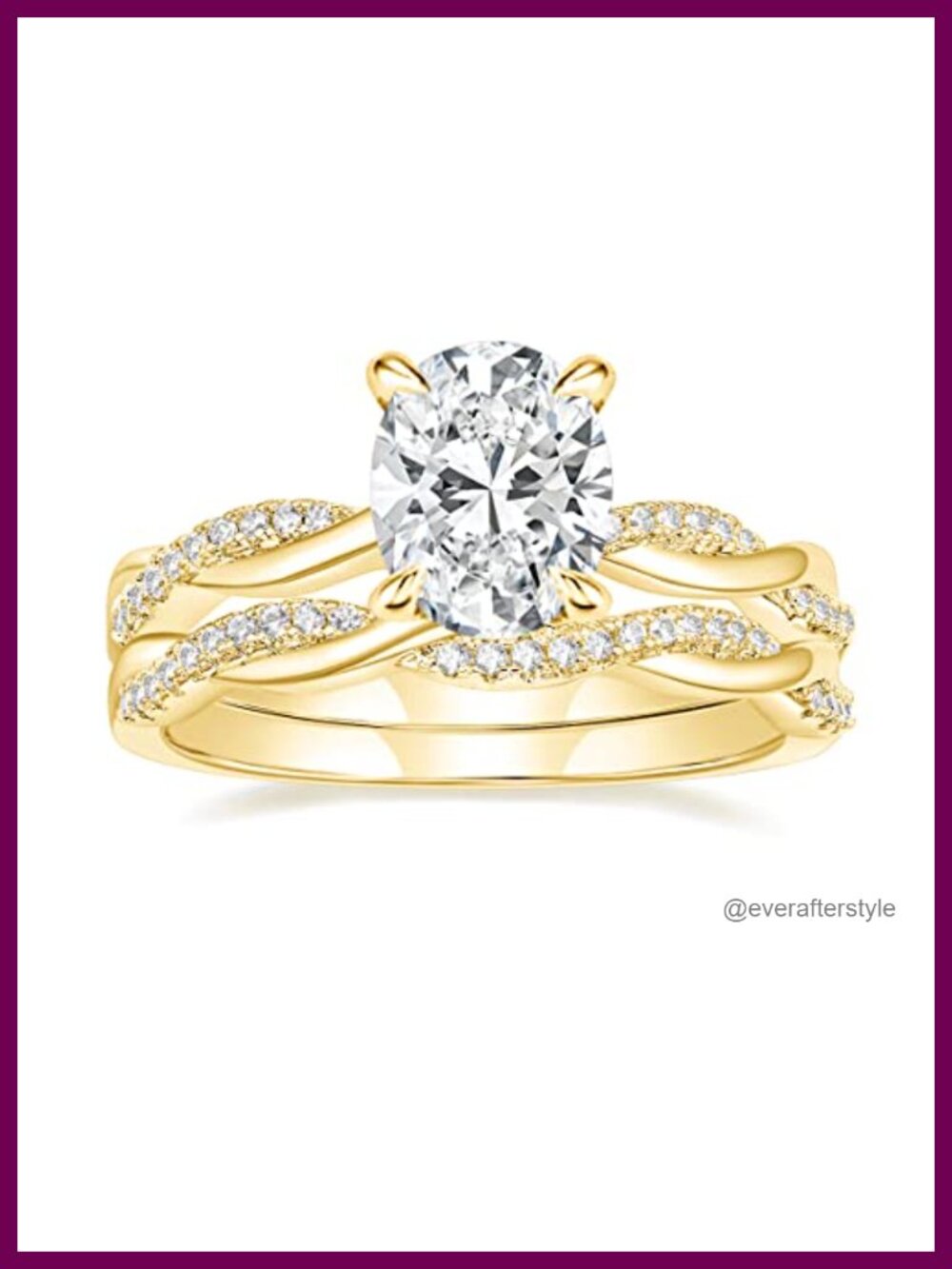3ct Oval CZ Gold Plated Engagement Ring Set Size 7